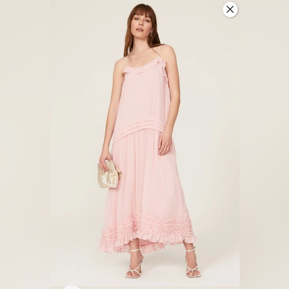 Jason Wu x RTR Ruffled Scoop Midi Dress Pink Chiffon Elegance